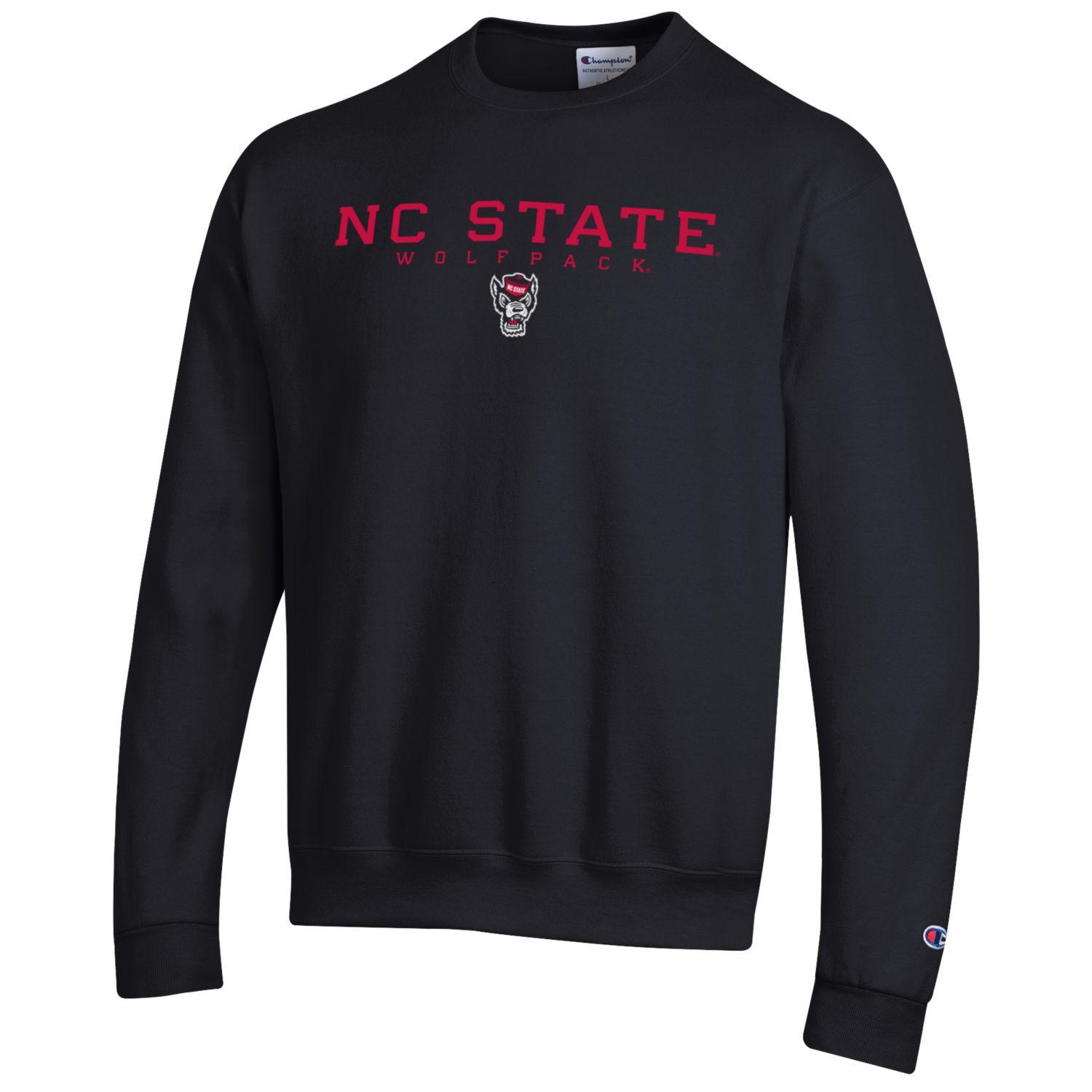 Black Powerblend Crew Sweatshirt NC State Wolfpack Wolfhead Logo Wolfpack Outfitters GOPACK